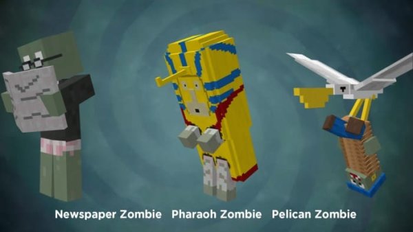 Newspaper Zombie, Pharaoh Zombie and Pelican Zombie