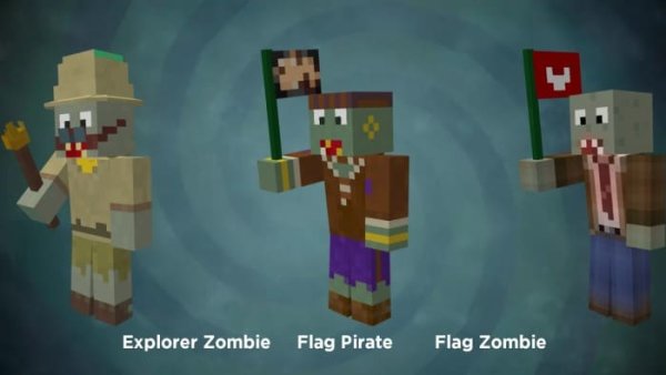 Explorer Zombie, Flag Pirate and Flag Zombie