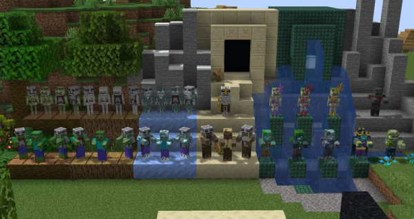 Screenshot of mobs with Recrafted Hostile Mobs pack
