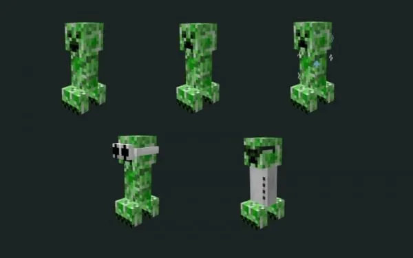 Creeper variants in Recrafted Hostile Mobs