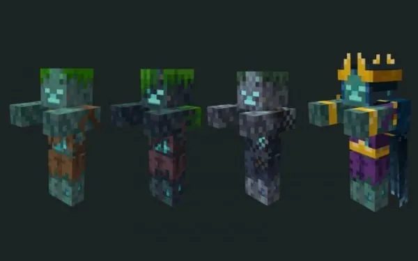 Drowned variants in Recrafted Hostile Mobs