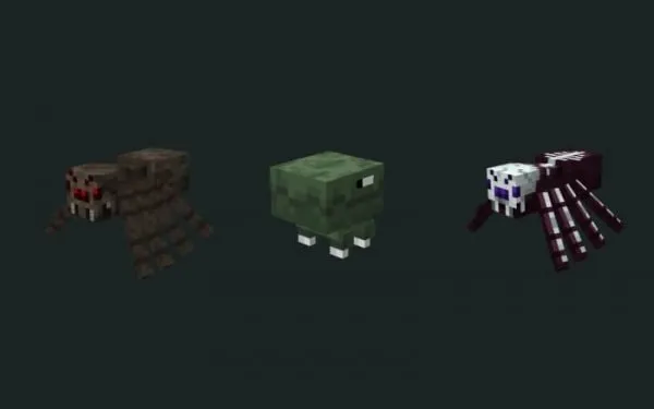 Spider variants in Recrafted Hostile Mobs
