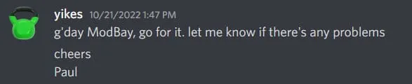 Permission for ModBay.