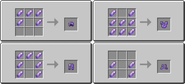 Amethyst Armor craft recipes