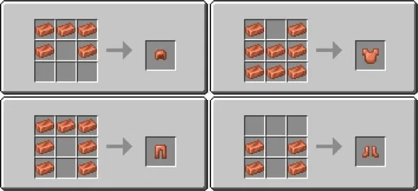 Copper Armor craft recipes