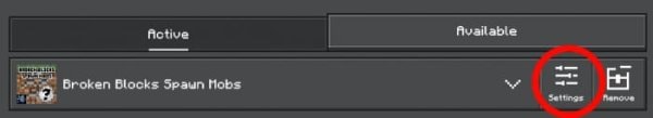 Settings in the Broken Blocks Spawn Mobs Addon