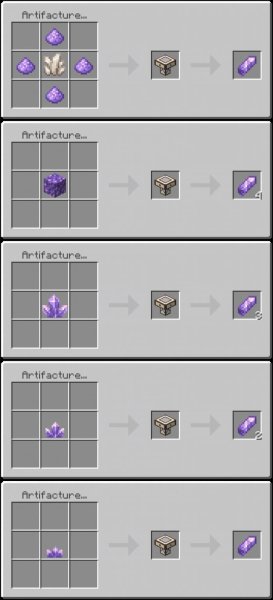 Amethyst Shard Artifacture Table Recipes