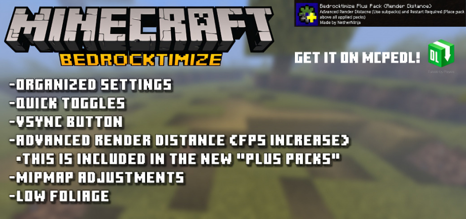 Thumbnail: Bedrocktimize (Quick & Organized Settings + FPS Options)