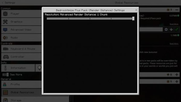 Render distance with Bedrocktimize pack