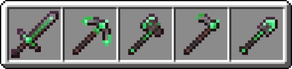 Emerald Netherite tools.