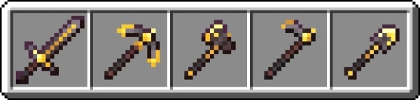 Gold Netherite tools.