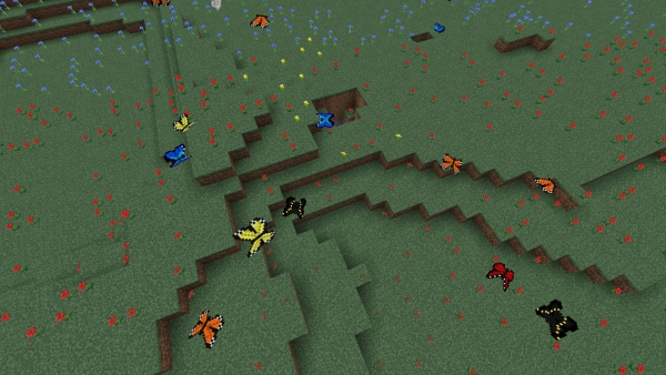 Butterflies in Minecraft world (screenshot 2)