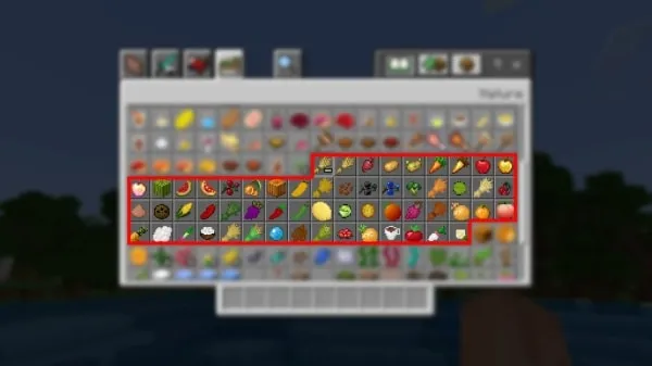 Fruits and veggies in inventory