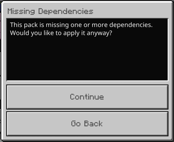 Missing Dependencies Message
