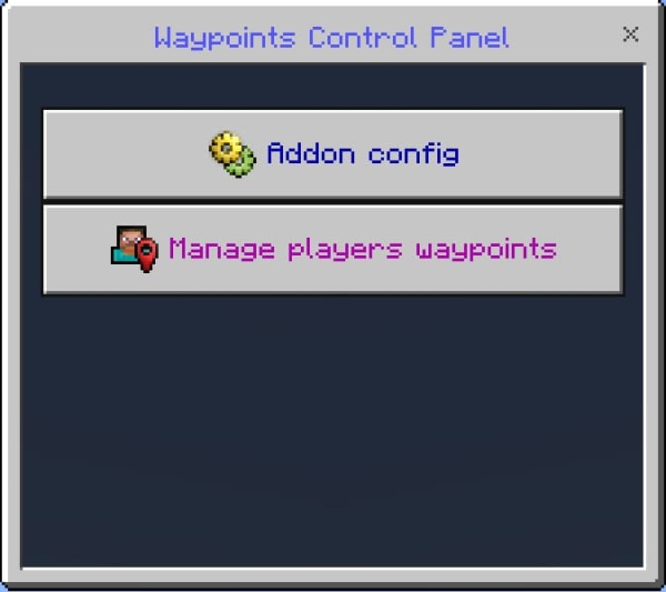 Waypoints Control Panel Menu