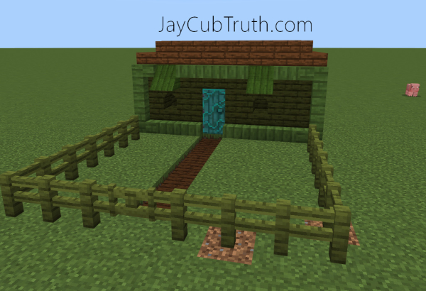 Green blocks and house