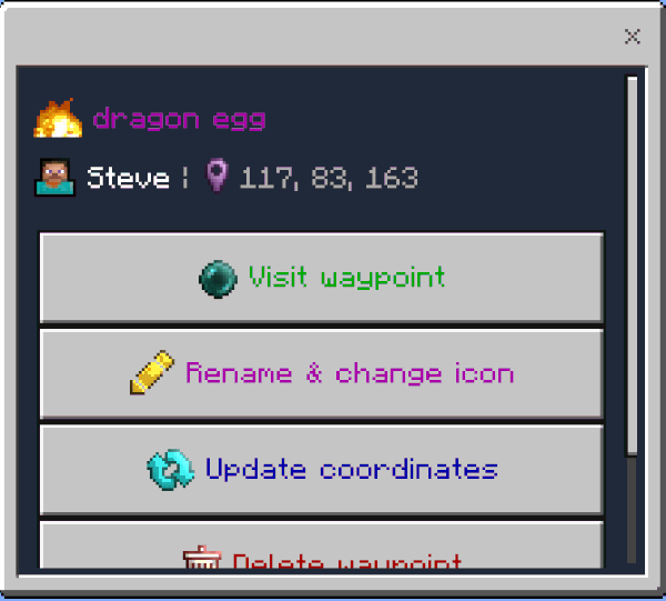Manage Selected Waypoints Owned by Steve