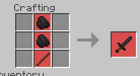 Craft recipe for Coal sword.