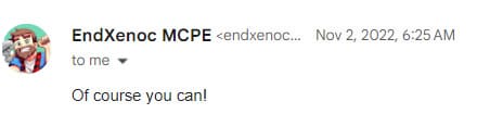 EndXenoc MCPE Permission for ModBay