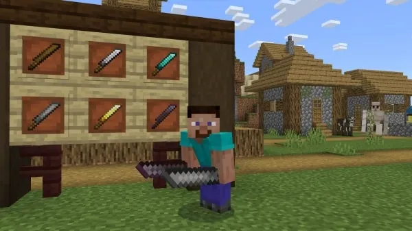 Steve with a two Machetes and Machetes on the frames