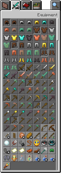 Copper Armor, Tools & Hammers in the Inventory
