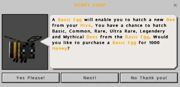 Honey Shop UI (screenshot 2)