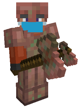 Equipped Exposed Copper Armor with Hammer and Axe