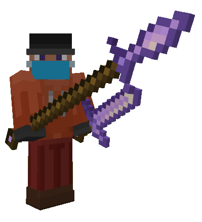 Equipped Amethyst Spear and Sword