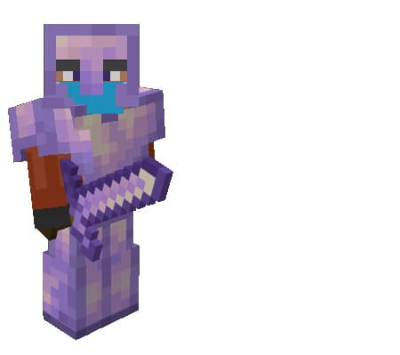 Equipped Amethyst Armor with Amethyst Sword