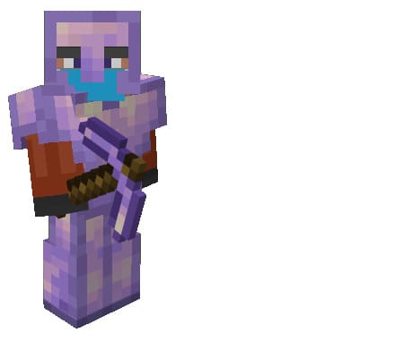 Equipped Amethyst Armor with Amethyst Pickaxe