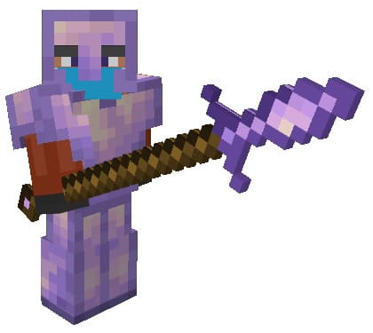 Equipped Amethyst Armor with Amethyst Spear