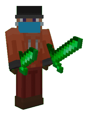 Equipped Emerald Dagger and Sword