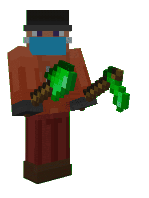 Equipped Emerald Shovel and Hoe