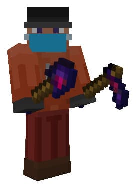 Equipped Glowing Obsidian Shovel and Hoe