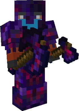 Equipped Glowing Obsidian Armor with Battleaxe and Axe