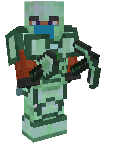 Equipped Aetherite Armor with Shovel and Pickaxe