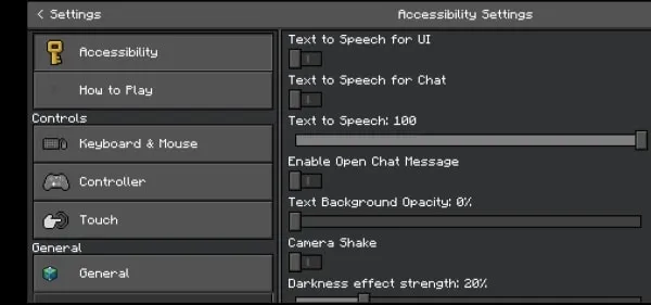 Dark mode Minecraft settings