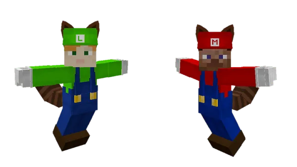 Alex and Steve with Mario & Luigi suits