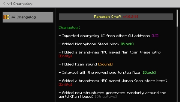 Ramadan Craft changelog