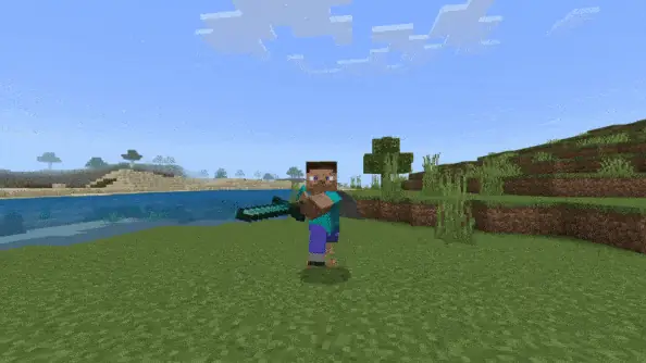 Sprint and attack with Diamond Sword