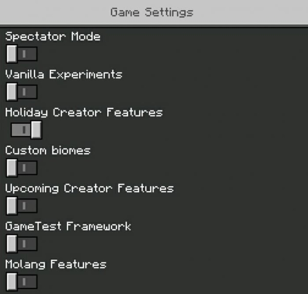 Required Experimental Features for the Addon
