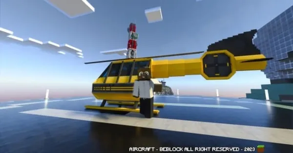 The player near the yellow helicopter