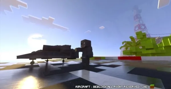 A player near the stealth aircraft