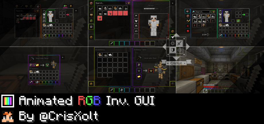 Thumbnail: Animated RGB XP Bar + Classic Inventory GUI (for v1.20.15 and v1.20.40 Preview)