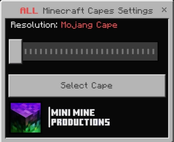 All Minecraft Capes Settings