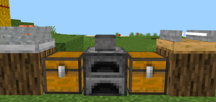 Some of the blocks used to process food items in Creative Cooking