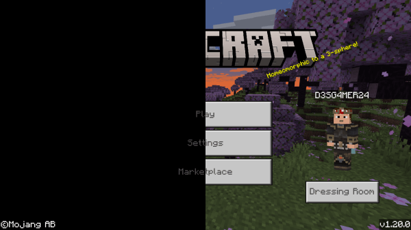 Main Minecraft screen with pack
