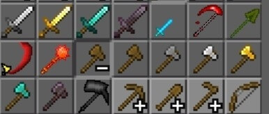 New weapon items in the creative inventory