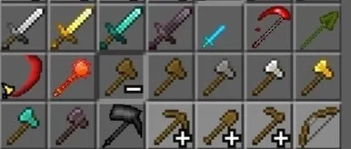 New weapon items in the creative inventory
