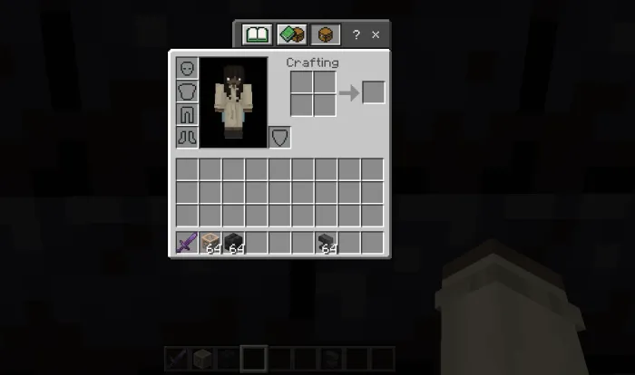 The player inventory with a HUD